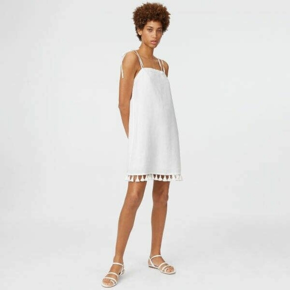 Club Monaco Dresses & Skirts - NWOT Club Monaco Linen Summer White Mini Dress with Tassel Detail